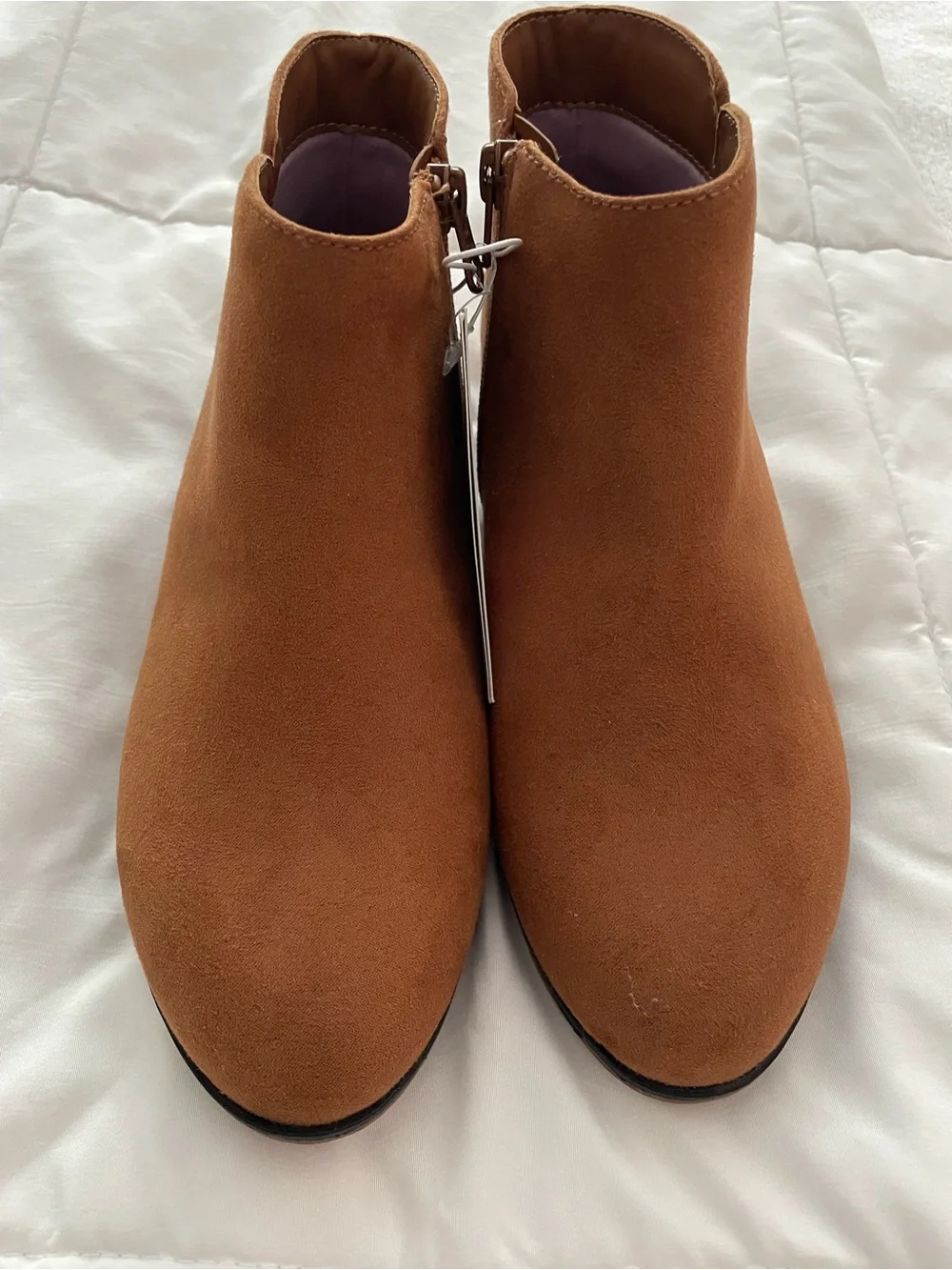 Cat & Jack Brown Suede Ankle Booties with Side Zip